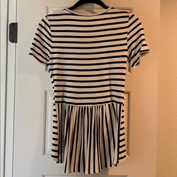 Donated - Pleated Back Striped Top Ivory S - Picture 3 of 4